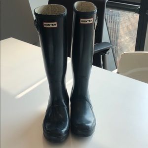 Navy High Gloss Tall Hunter Boots - Women’s US 8